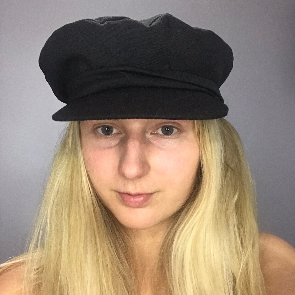 vintage black cabby hat with tags